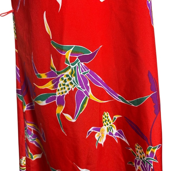 Vtg Hilo Hattie’s Hawaiian Womens XS Midi 90s 80s Dress Bold Flowers Resort Red - Picture 9 of 12